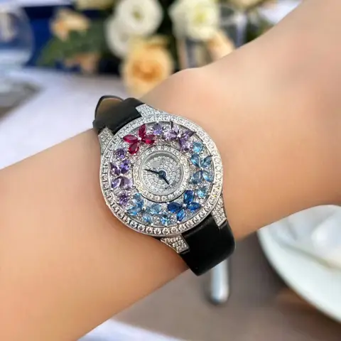 精品 Colorful 女士's 手錶 Quality Jewel Wrist手錶 錶帶 優雅 Timepiece for 女士 精品 Brands 石英 手錶es clock