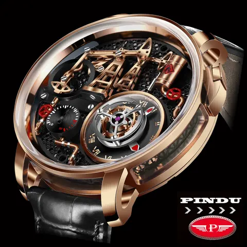 2026 New PINDU Design Button Oil Pump 石英 手錶 男士 Swiss 石英 762 Movement 藍寶石 防水 不鏽鋼 男士 手錶