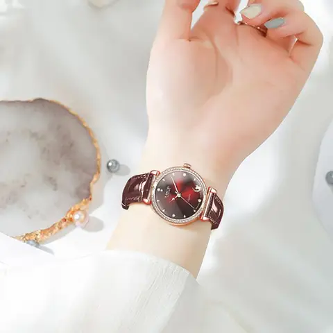 MIGE Swiss 手錶 女士's 石英 時尚 women's 手錶 birthday gift 18K Gold Diamond 藍寶石 防水 wrist手錶