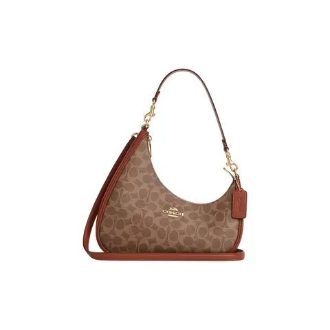 COACH Teri Canvas With 皮革 Shoulder Bag Tubas 女士's Brown CBI02-IMXIS