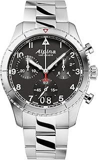 Alpina 男士's Startimer Chronograph Big Date Swiss 石英 不鏽鋼 藍寶石 水晶 手錶, 41mm