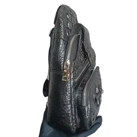 Authentic crocodile leather men's chest bag real crocodile leather men's fashion design diagonal bag business postman bag