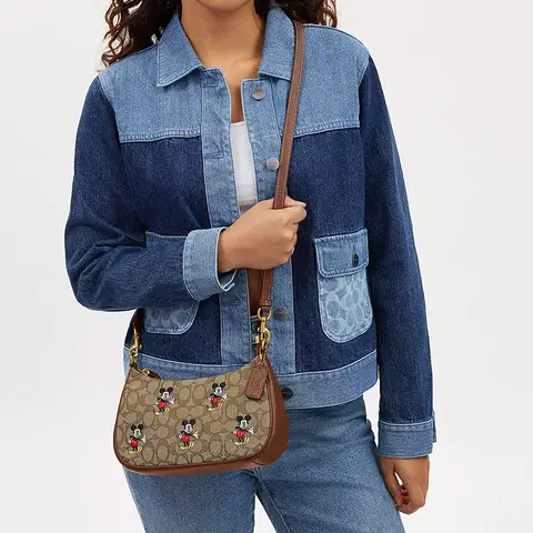COACH Disney/Disney Collaboration Teri Fabric With 皮革 Shoulder Bag, Handbag, Shoulder Bag 女士's Brown CM196-B4R3U