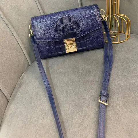 Authentic Alligator 皮革 女士's Mini Envelop Clutch Lady Flap Purse Genuine Crocodile Skin 女性 Single Cross Shoulder Bag