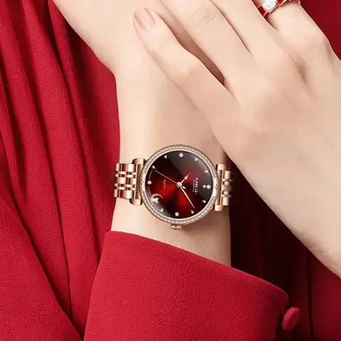 MIGE Swiss 手錶 女士's 石英 時尚 women's 手錶 birthday gift 18K Gold Diamond 藍寶石 防水 wrist手錶