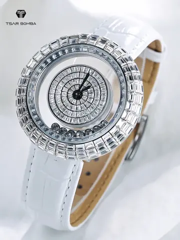 TSAR BOMBA Diamond 手錶 for 女士 時尚 水晶 手錶 石英 Wrist手錶 優雅 女性 錶帶 New Year 女士 禮品